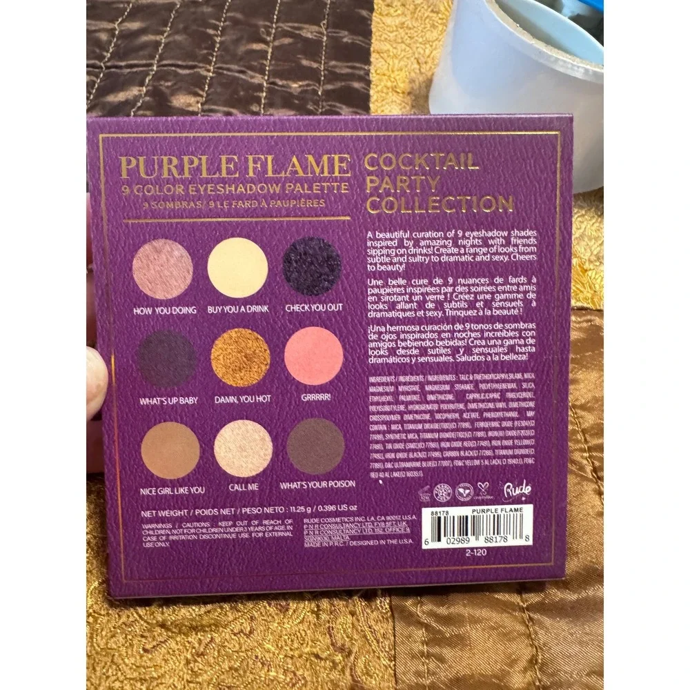 Rude Cosmetics Purple Flame 9 Color Eyeshadow Palette Cocktail Party Collection